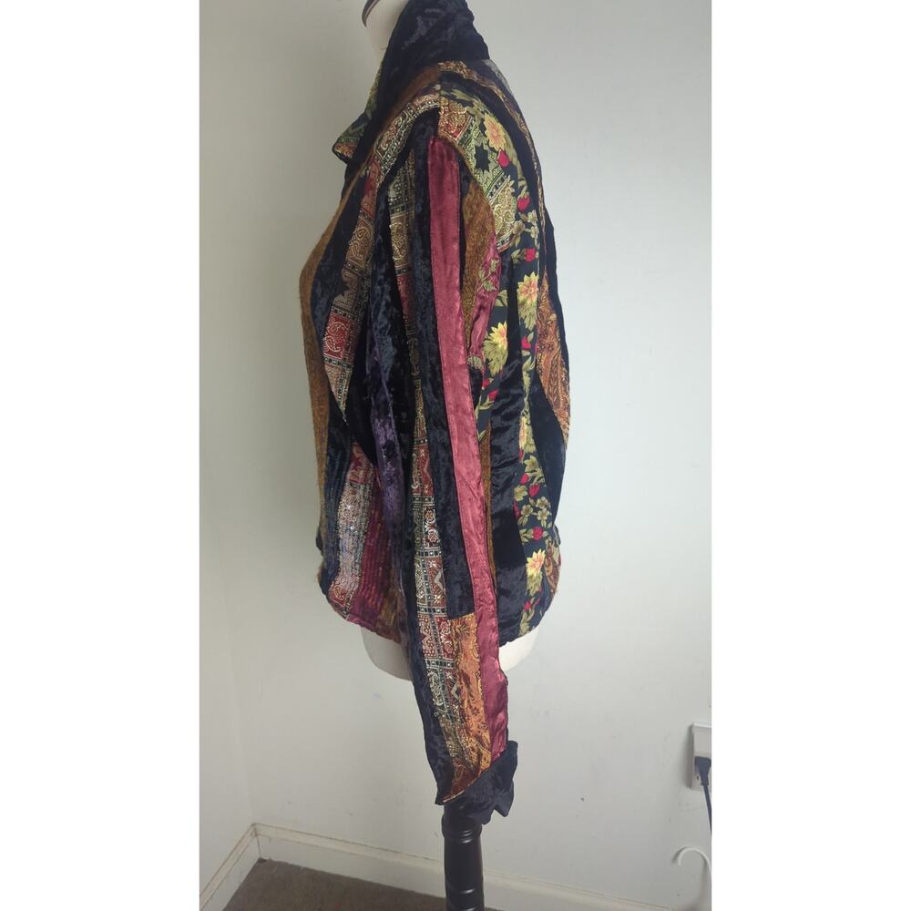 Vintage Whimsigoth Button Down Patchwork Wool Vel… - image 6
